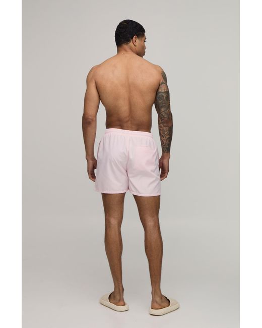 BoohooMAN Pink Monte-Carlo Embroidered Print Short Length Swim for men
