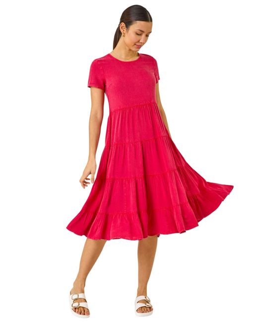 Roman Tiered Smock Midi Dress