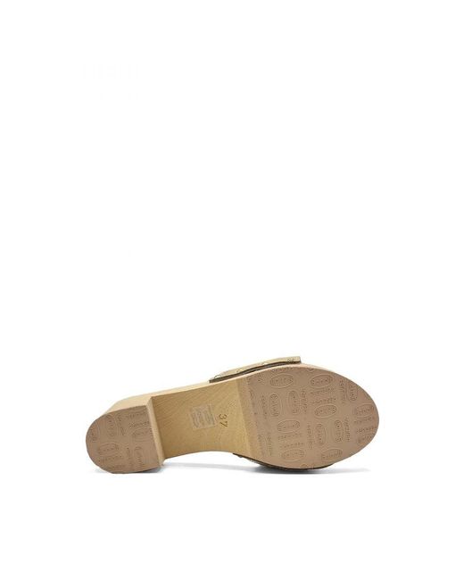Scholl Metallic 'Pescura Ibiza' Leather Heeled Wooden Sandal