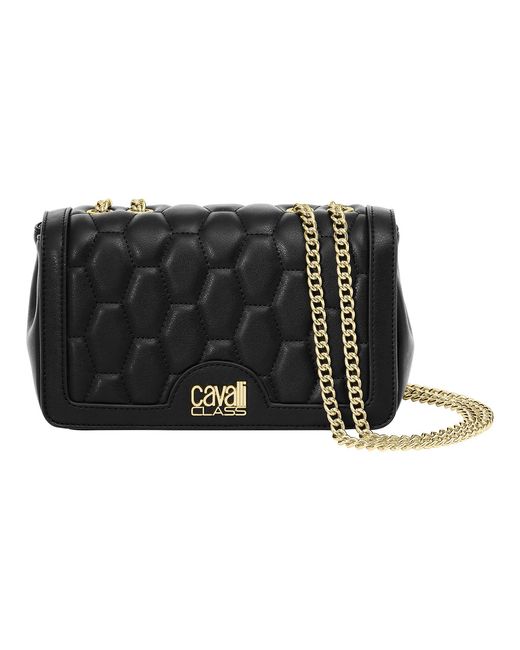 Roberto Cavalli Black Shoulder Bag With Chain Strap Cchb0195