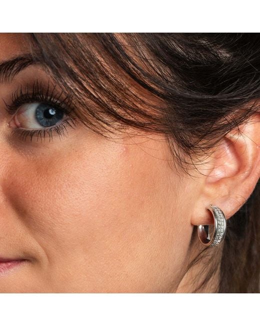 Bibei White Wide Hoop Earrings With Diamond Texture, 925 Sterling Bipe018