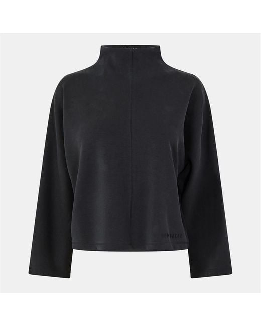 Ted Baker Black Cupro Relaxed Fit Mock Neck Sweatshirt