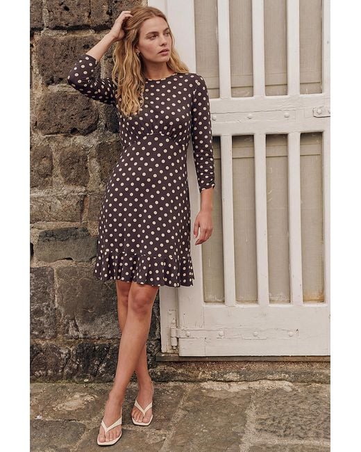 Roman Brown Polka Dot Frill Dress