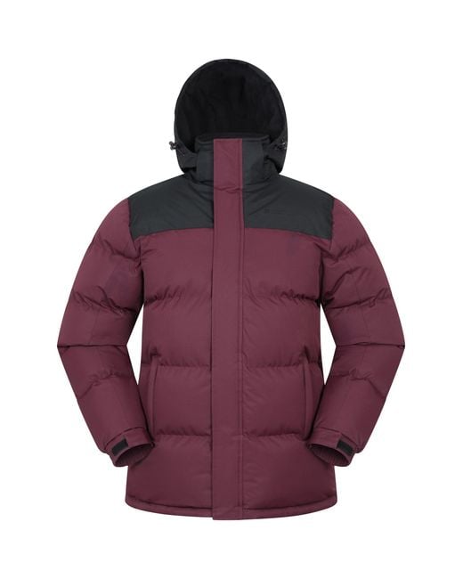 Mountain Warehouse Purple 'Snow' Padded Jacket Water Resistant Adjustable Hood Everyday Rain Coat for men