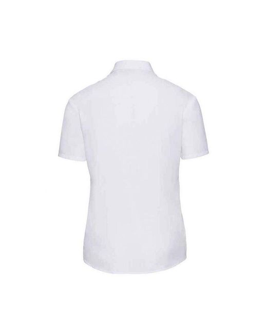 Russell White Collection /Ladies Poplin Short-Sleeved Shirt