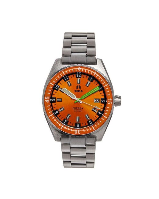 Shield Orange Nitrox Automatic Bracelet Watch W/date Stainless Steel for men