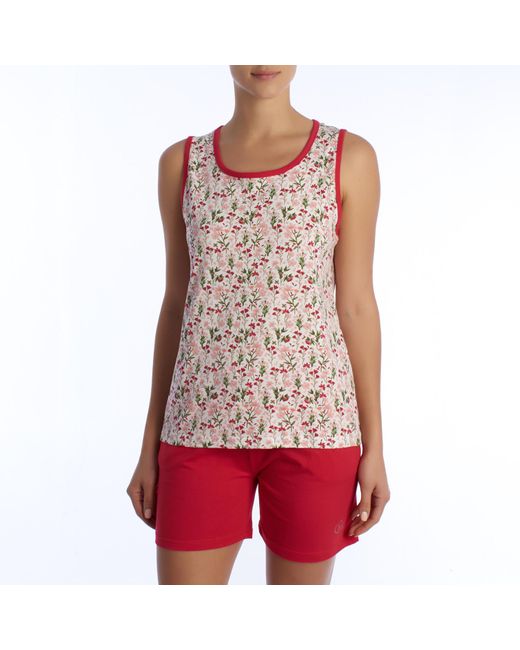 Kisses&Love Red Wide Strap Cotton Pajamas Kl45250