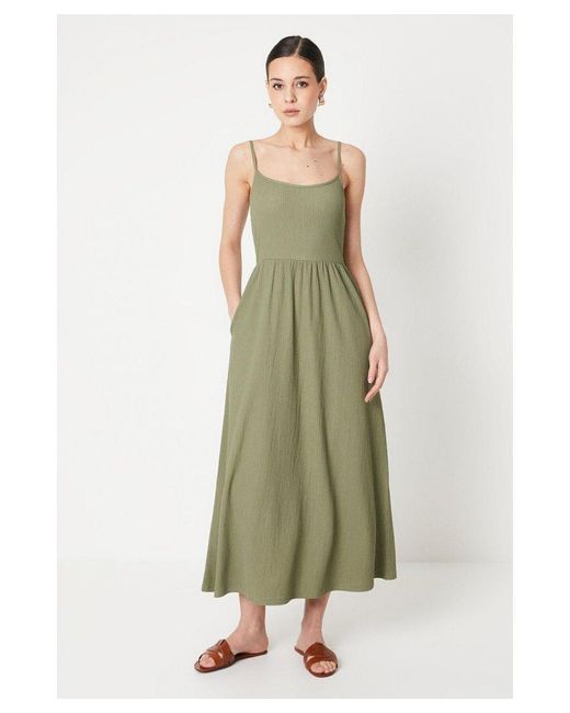 Dorothy Perkins Green Strappy Smock Midi Dresss