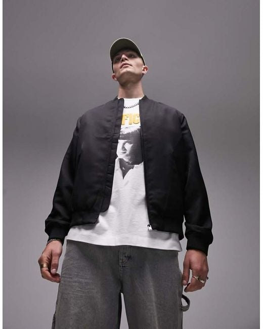 Topman Gray Lightweight Bomber for men
