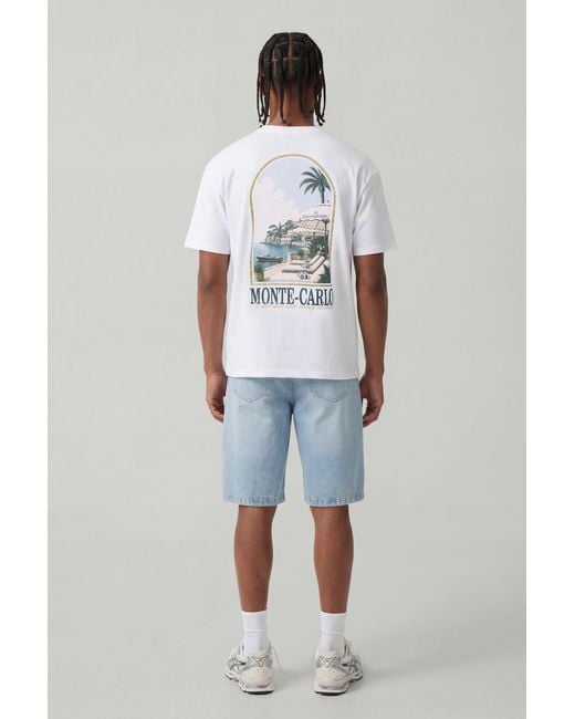 BoohooMAN White Oversized Monte Carlo Print T-Shirt Cotton for men