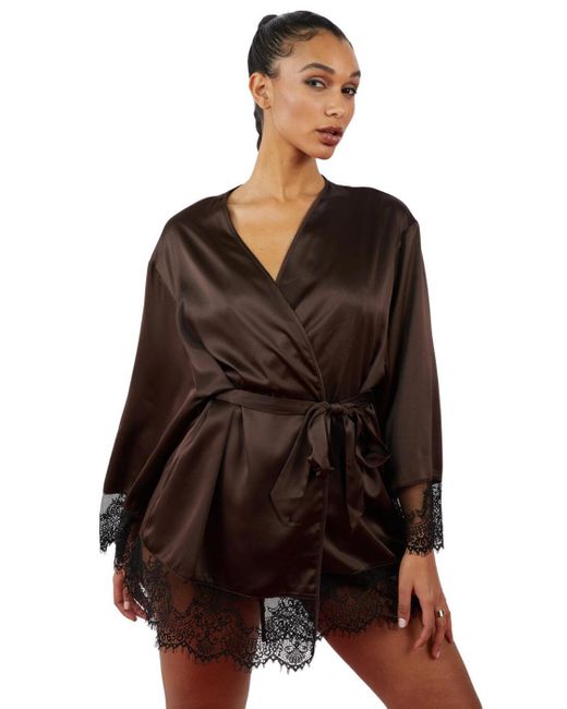 Playful Promises Brown Wolf & Whistle Alaia Kimono Robe