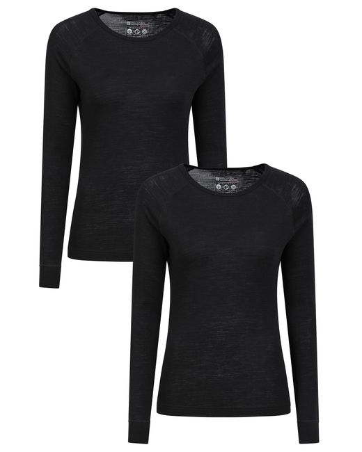 Mountain Warehouse Black Merino Round Neck Top Winter Base Layer
