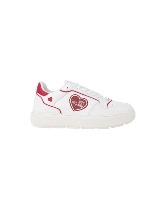 Love Moschino Pink Lowtop Sneakers Heart Patch