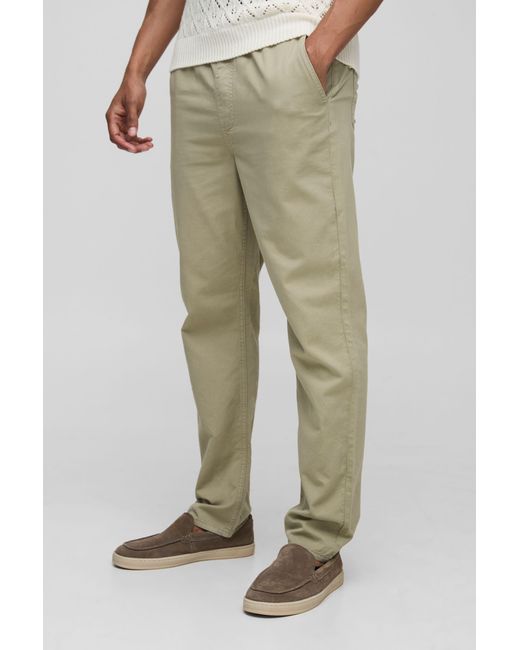 BoohooMAN Green Tapered Fit Lightweight Chinos for men