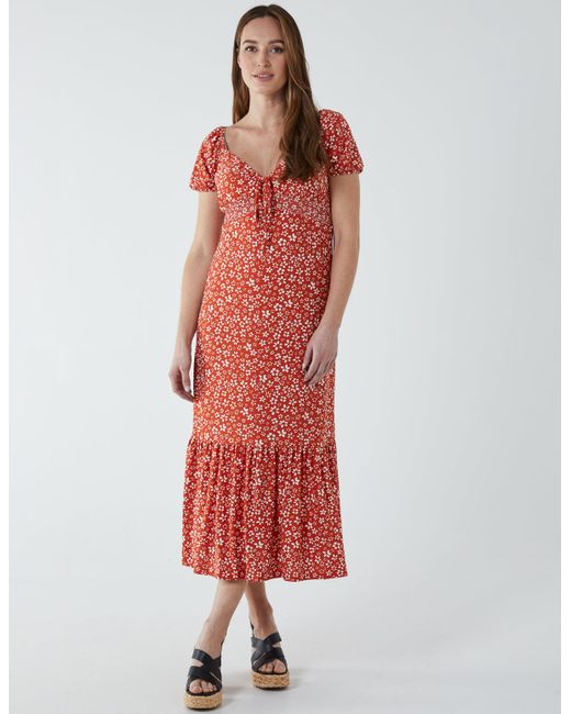 Blue Vanilla Shirred Sweetheart Midi Dress