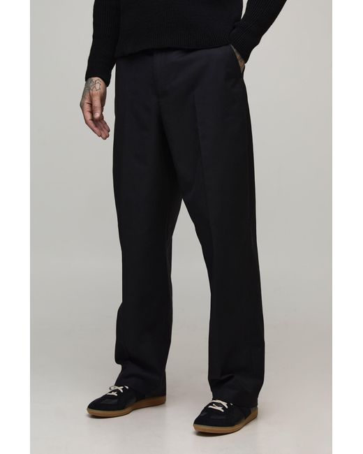BoohooMAN Black Tall Relaxed Fit Tailored Trousers for men