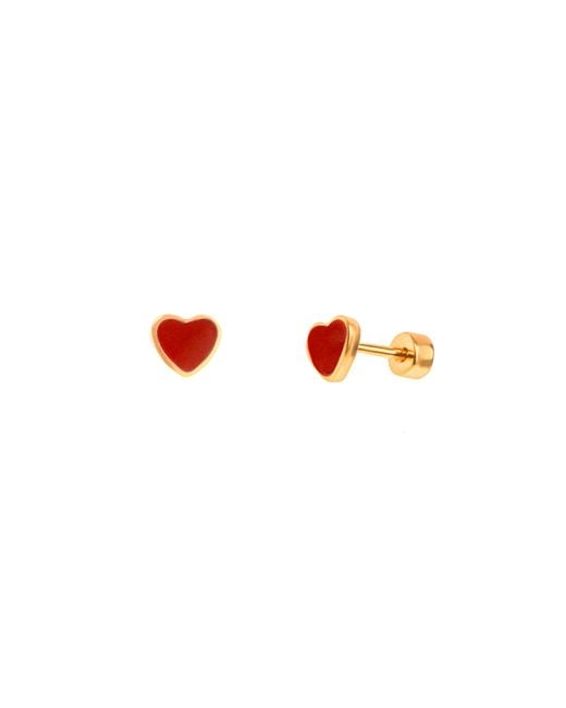 The Jewellery Stockroom Red Plated Enamel Heart Flatback Stud Earrings