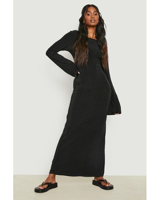 Boohoo Black Heavy Soft Touch Low Back Maxi Dress