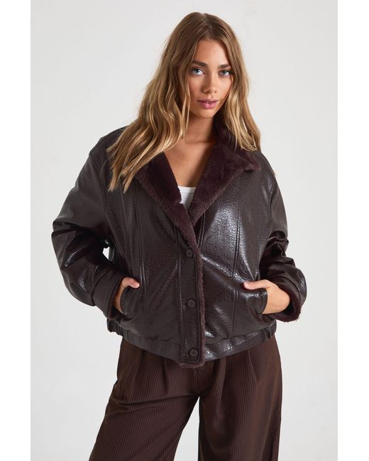 Boohoo Black Borg Lined Aviator