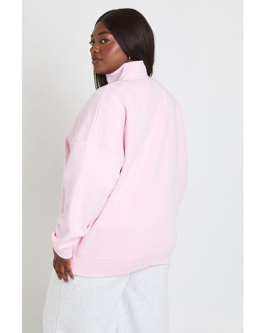 Boohoo Pink Plus Oversized Half Zip Sweatshirt