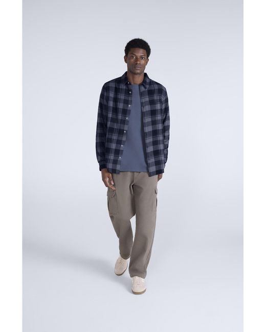 Mountain Warehouse Blue 'Cove' Check Flannel Shirt Cotton Buttoned Breathable Top for men