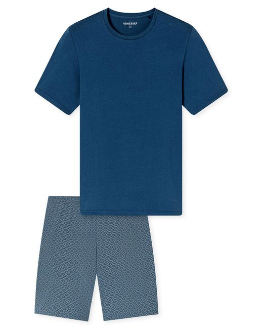 Schiesser Mannen Pyjama Casual Essentials in het Blue voor heren