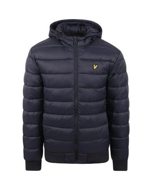 Lyle & Scott Blue Branded Dark Wadded Padded Jacket for men