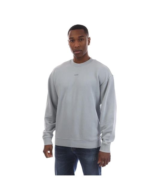 HUGO Gray Crew Neck Drop Shoulder Long Sleeve Sweatshirt for men