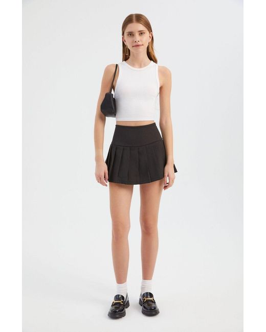 Hiccup Black High Waist Pleated Mini Skirt