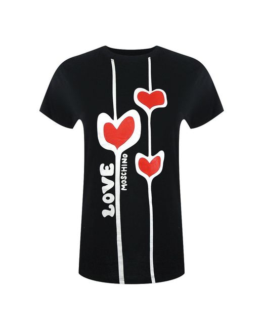 Moschino Black Love Heart Design T-Shirt Cotton