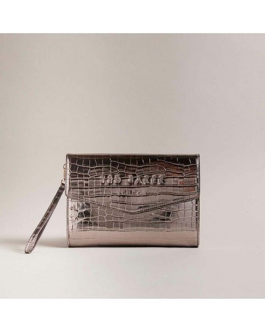 Ted Baker Natural Accessories Crocey Croc Effect Envelope Clutch Bag