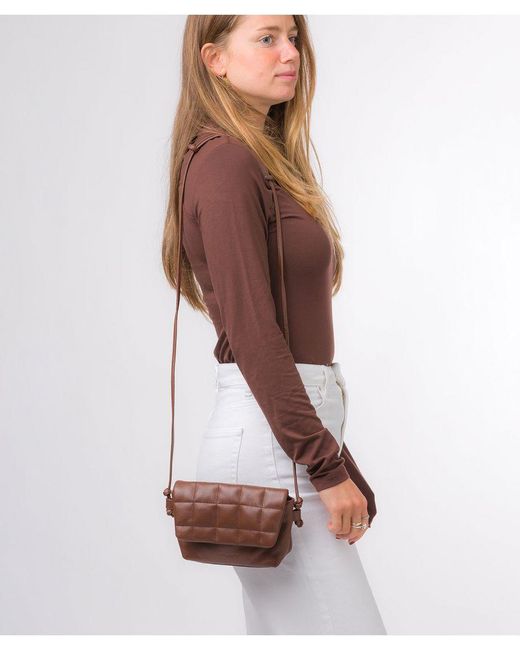 Pure Luxuries Brown 'Zoey' Dark Nappa Leather Cross Body Bag