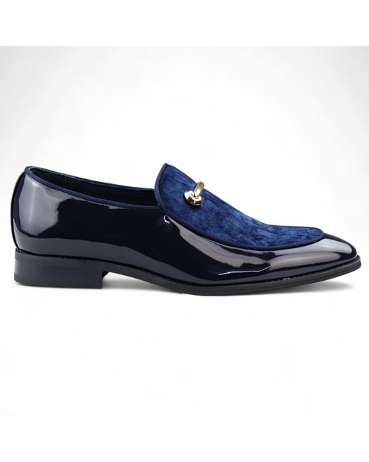 Infinity Leather Blue Smart Loafers Lined Velvet Slip-On Shoes Faux Leather for men