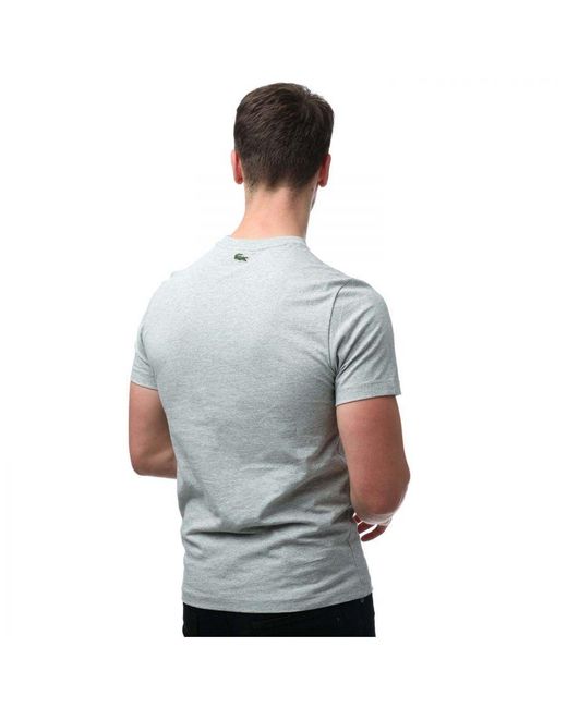 Lacoste Print Logo Premium Katoenen T-shirt In Grijs Marl in het Gray voor heren