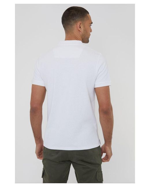Threadbare White 'Donora' Textured Cotton Rich Polo Shirt for men