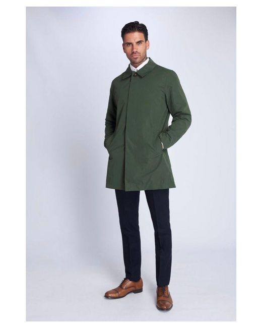 Harry Brown London Green Olive Single Breasted Trench Coat for men