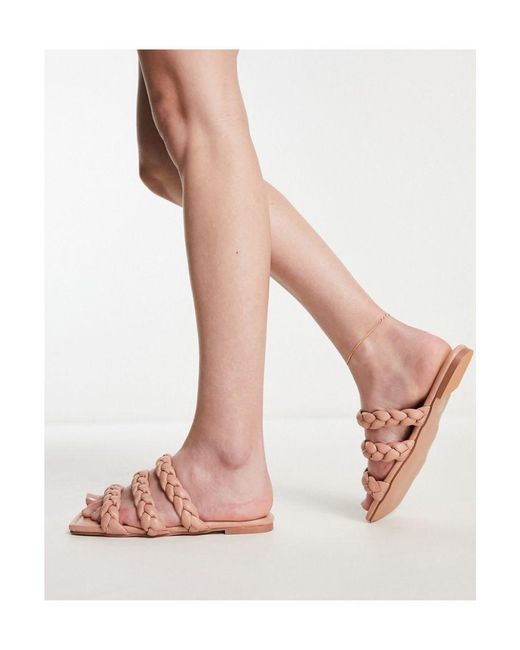 SIMMI Pink London Cressida Plaited Strap Flat Sandals