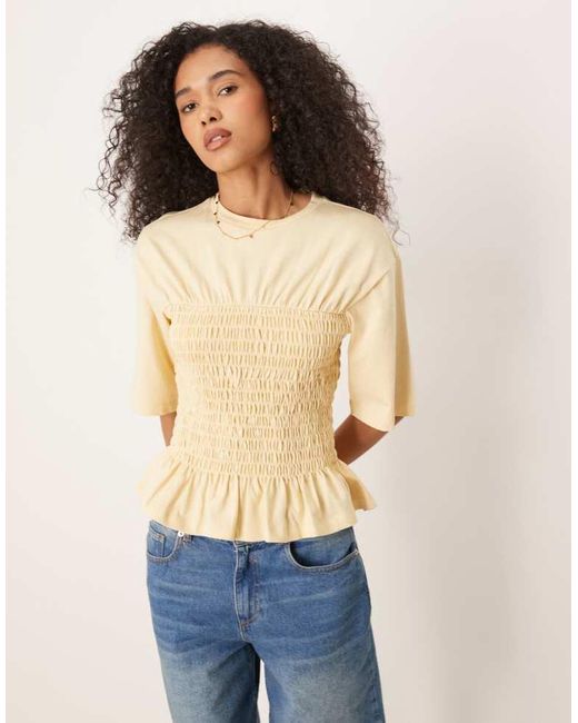 ASOS Blue Shirred T Shirt Top