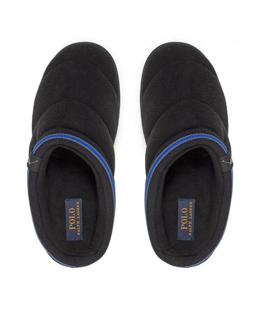 Ralph Lauren Black Button Scuff Slippers for men
