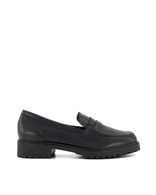 Dune Black Gild Cleated-Sole Penny-Trim Loafers