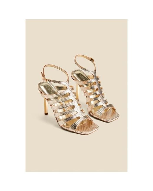Sosandar Natural Leather Gladiator Square Toe Strap Sandals