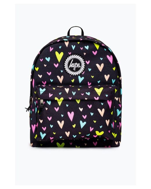 Hype Blue Black Multi Heart Gold Glitter Overlay Backpack
