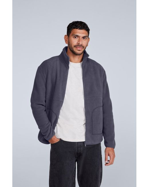 Mountain Warehouse Blue 'Felix' Borg Lined Fleece Sweater With Pockets Full Zip Coat for men