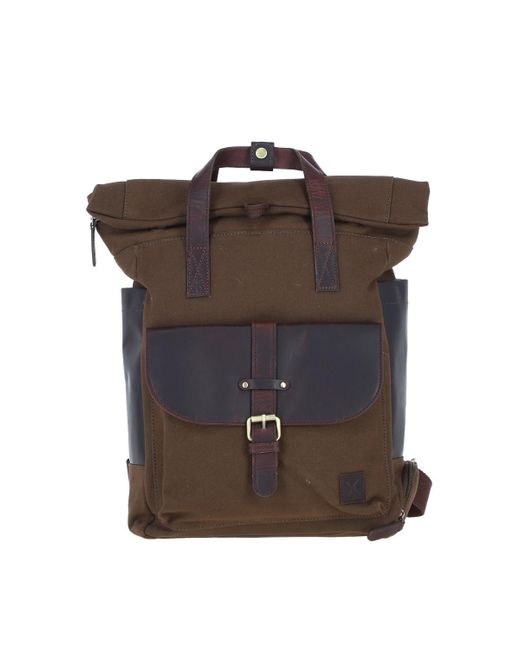 Fenland Sheepskin Brown Real Leather X Canvas Backpack for men