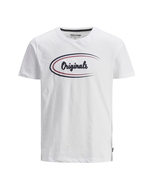 Jack & Jones White Jack&Jones Casual Cotton T-Shirt Crew Neck Short Sleeve for men