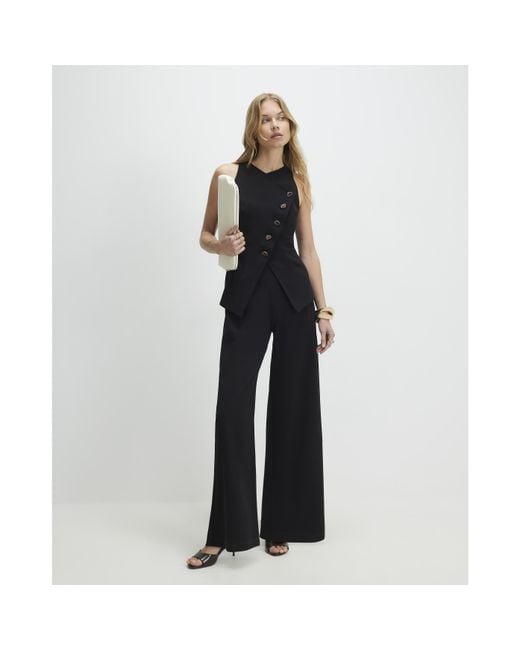 River Island Blue Jumpsuit Collarless Asymmetric