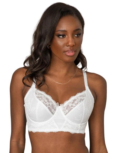 Pour Moi White 14809 Flora Longline Underwired Bra