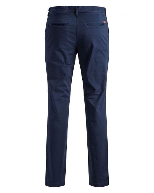 Jack & Jones Blue Slim Fit Chinos With Zip Fastening And Front And Back Pockets for men