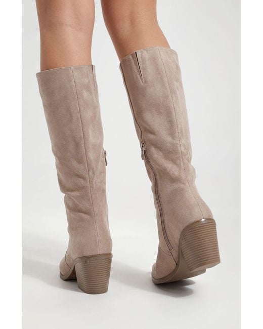 Boohoo Gray Column Western Cowboy Boots