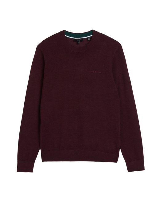 Ted Baker Purple Liblo Merino Branded Crewneck Jumper for men